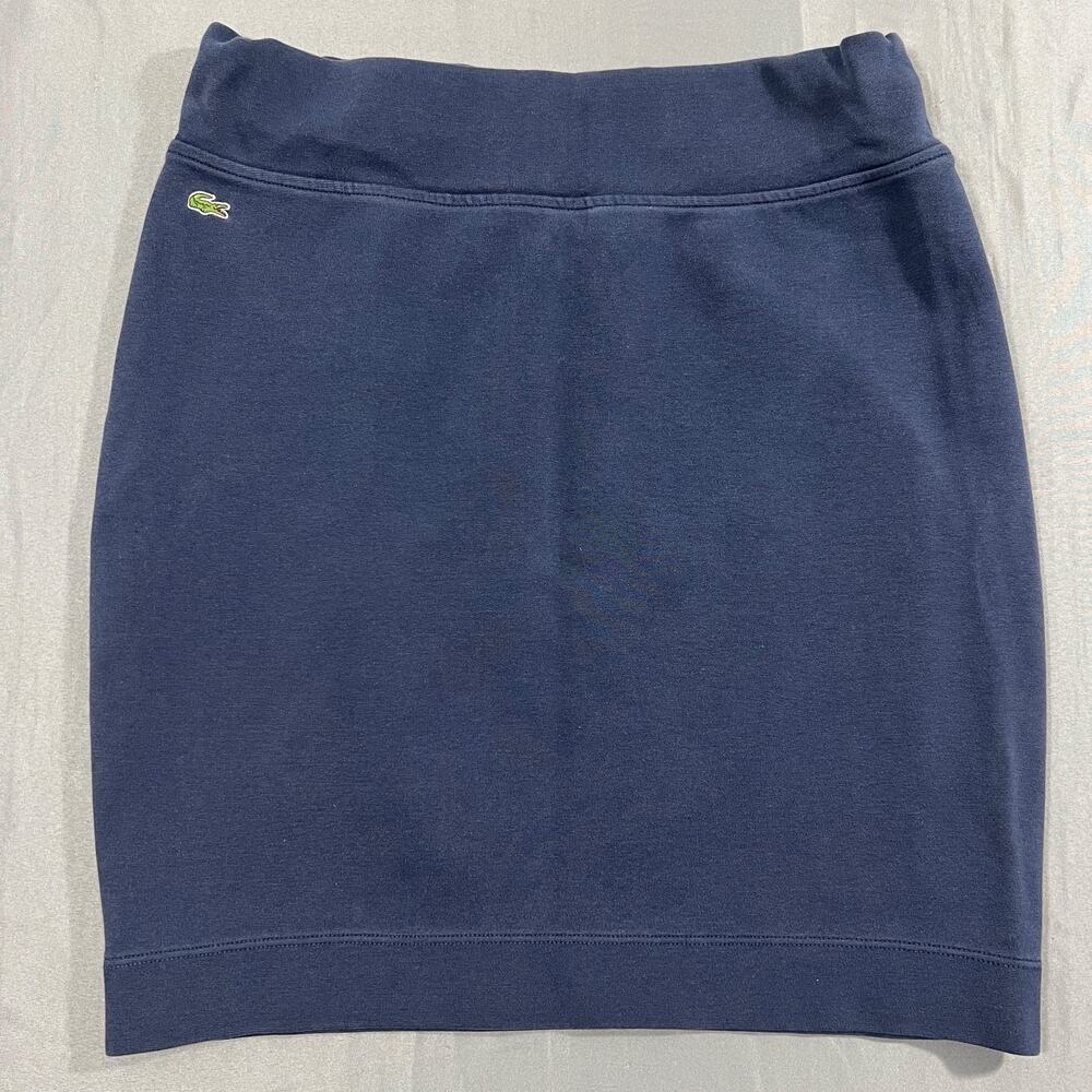 Lacoste Navy Blue Knit Pencil Skirt Womens Size 40 Stretch Cotton